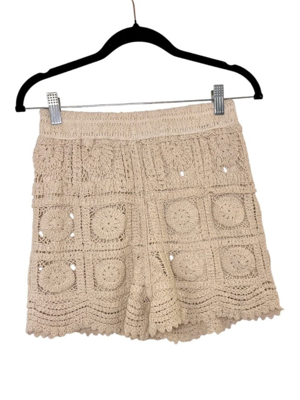 Rebellion Cream Crochet Lace Pull On Shorts Boho Festival Size Small